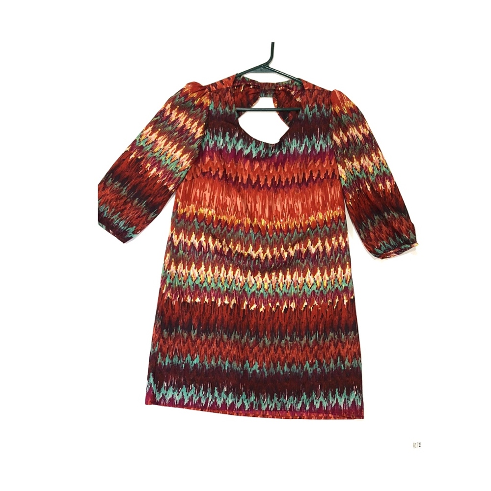 Aztec shift dress with open back!